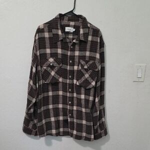 Coach Brown and White Casual Button Down Shirt